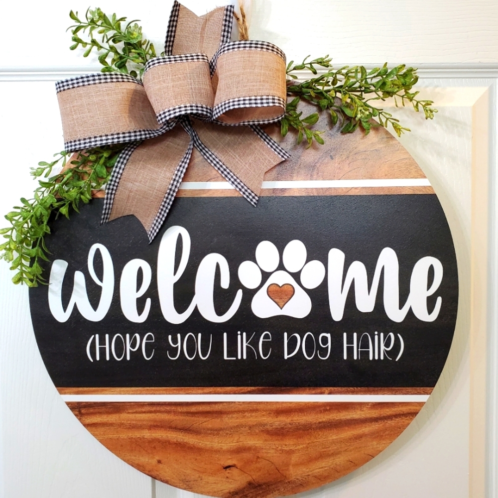 "WELCOME " Dog Wood Door Hanger